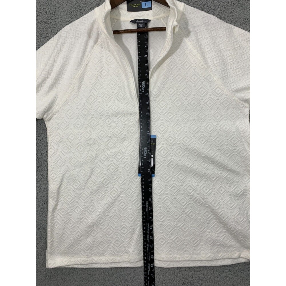 NWT EDDIE BAUER White Polar Fleece 1/4 Zip Long Sleeve Sweater Large $70 MSRP - Picture 9 of 11
